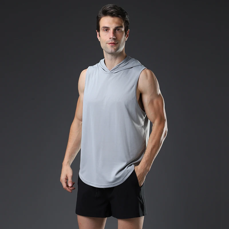 

Mens Muscle Shirts Hooded Sleeveless Tank Tops with Hood Quick-dry Loose Running Workout Classic Tee