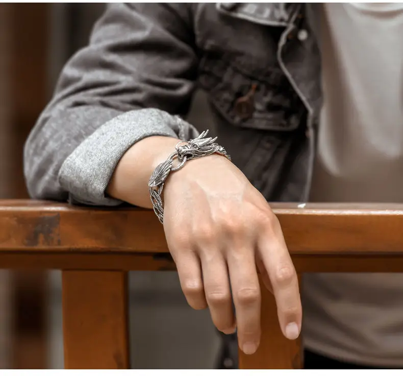 Vintage Fashion Personality Keel Bracelet Hip Hop Punk Cuban Chain Banquet Jewelry Accessories Gift