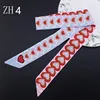 2024 New Design 120cm Heart Print Scarf Small Women Silk Scarf Brand Bag Hair Ribbons Fashion Head Scarf Long Scarves 2