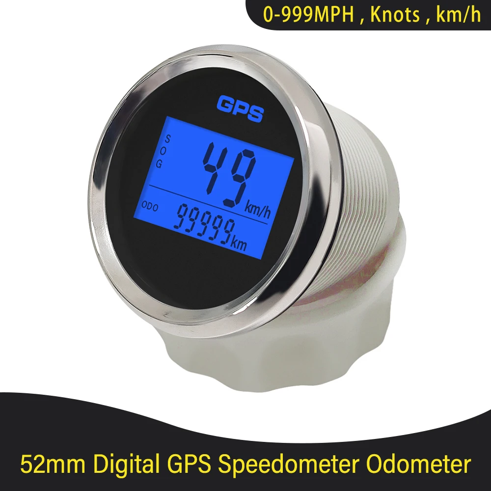 

Car Boat 52mm 85mm Digital GPS Speedometer Odometer 0-999 knots km/h mph 12V/24V with 8 Colors Backlight for Motorcycle Yacht
