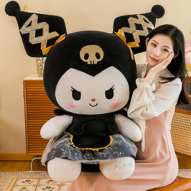 80cm Big Size Sanrio Kulomi Plush Doll Toys Pillow Kawaii Black Gold Stuffed Dolls for Kids Girls Birthday Gifts Bedroom Decora pillow bracelet watch pillow black gray jewelry display props cushion