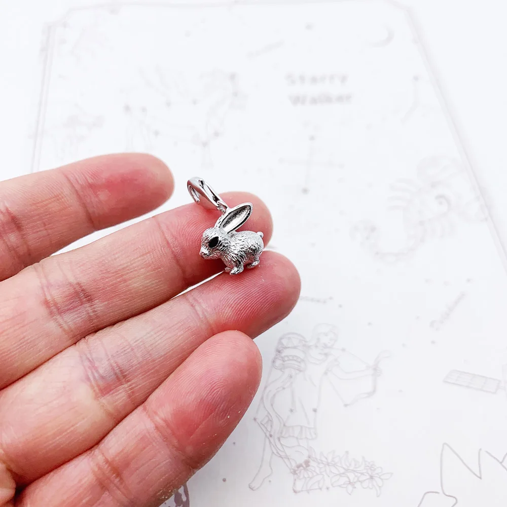 thumbnail image 2 of Jewelry & Watches EASTER ANGEL BUNNY RABBIT 3D .925 Solid Sterling Silver Charm 2 of 13