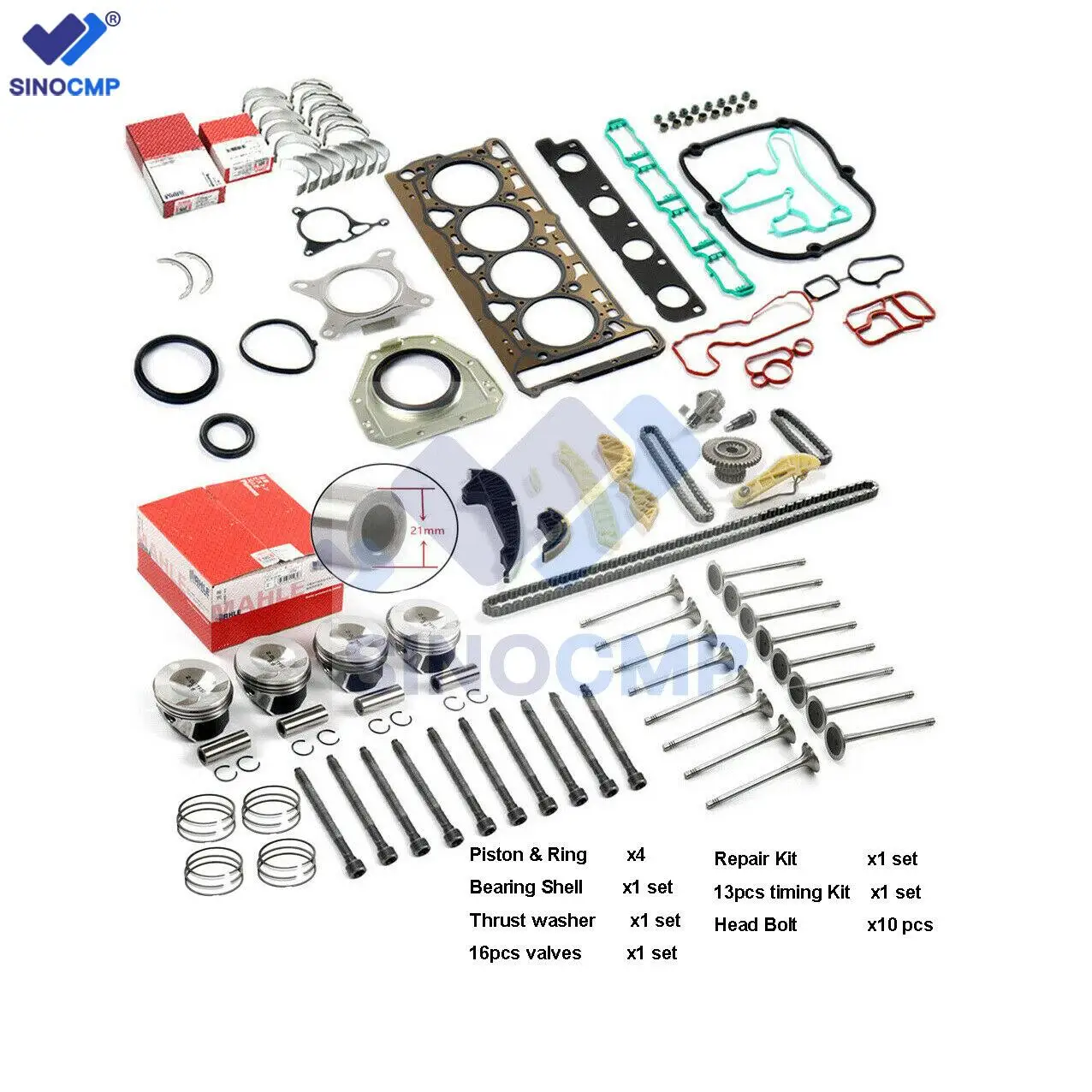 

EA888 2.0T Engine Overhaul Rebuild Kit For VW GTI Audi A3 A4 Q5 2.0 TFSI CDN CCZ CCTA 21mm Pin 06H107065DD EA888 II, EA888 III
