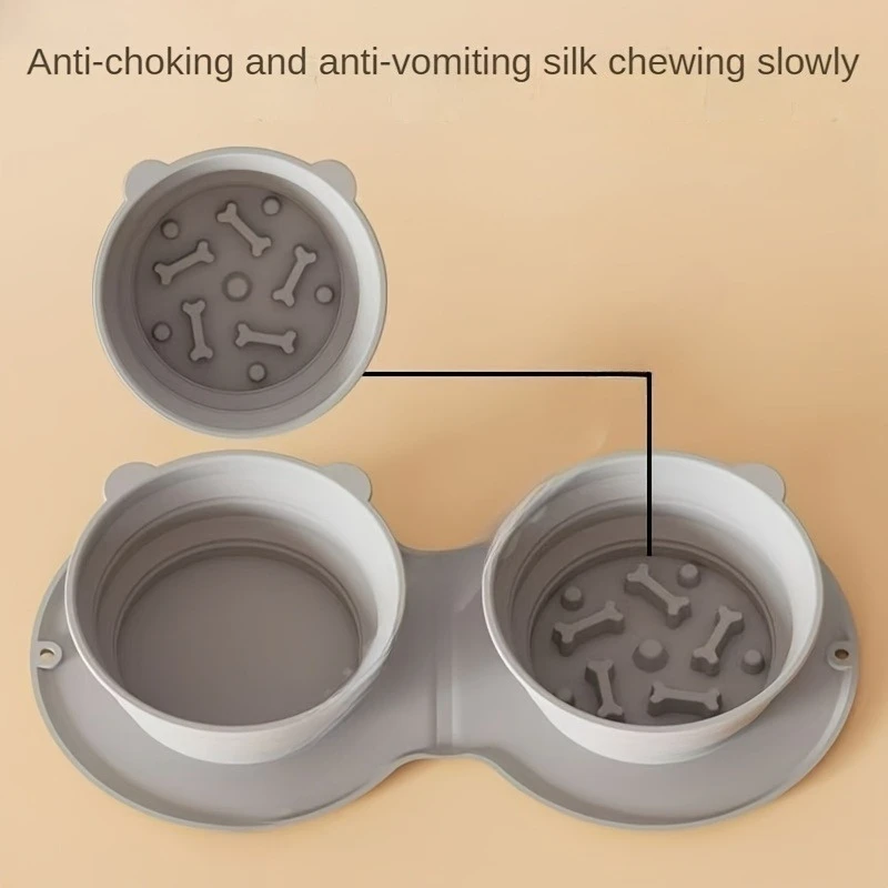 3PCS/Set Foldable Silicone Dog Bowl, Pet Dog Travel Double Bowl, Portable and Easy To Clean, Suitable for Travel and Outdoor Use