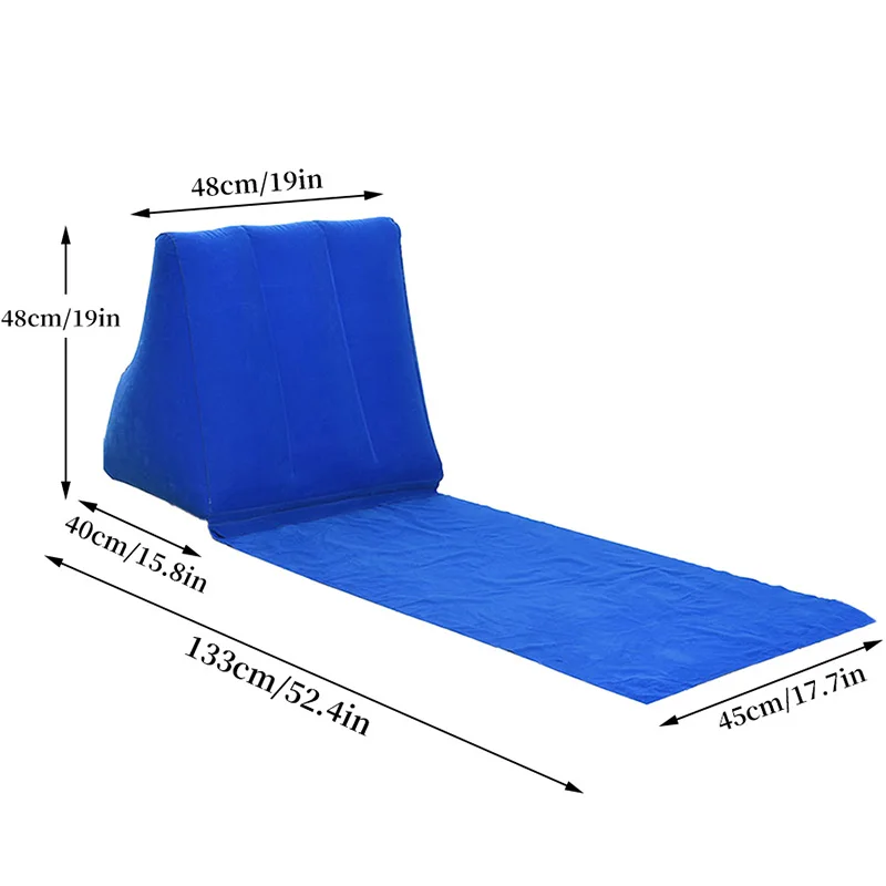 Inflatable Wedge Pillow With Mat PVC Flocking Travel Portable Back Support Triangle Cushion Beach Pillow 6