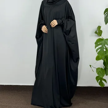 Modesty Ramadan Prayer Dress Muslim Abayas Hooded Long Sleeve One-piece Hijab Dress Women Jilbabs Turkish Kaftans Islamic Abayas