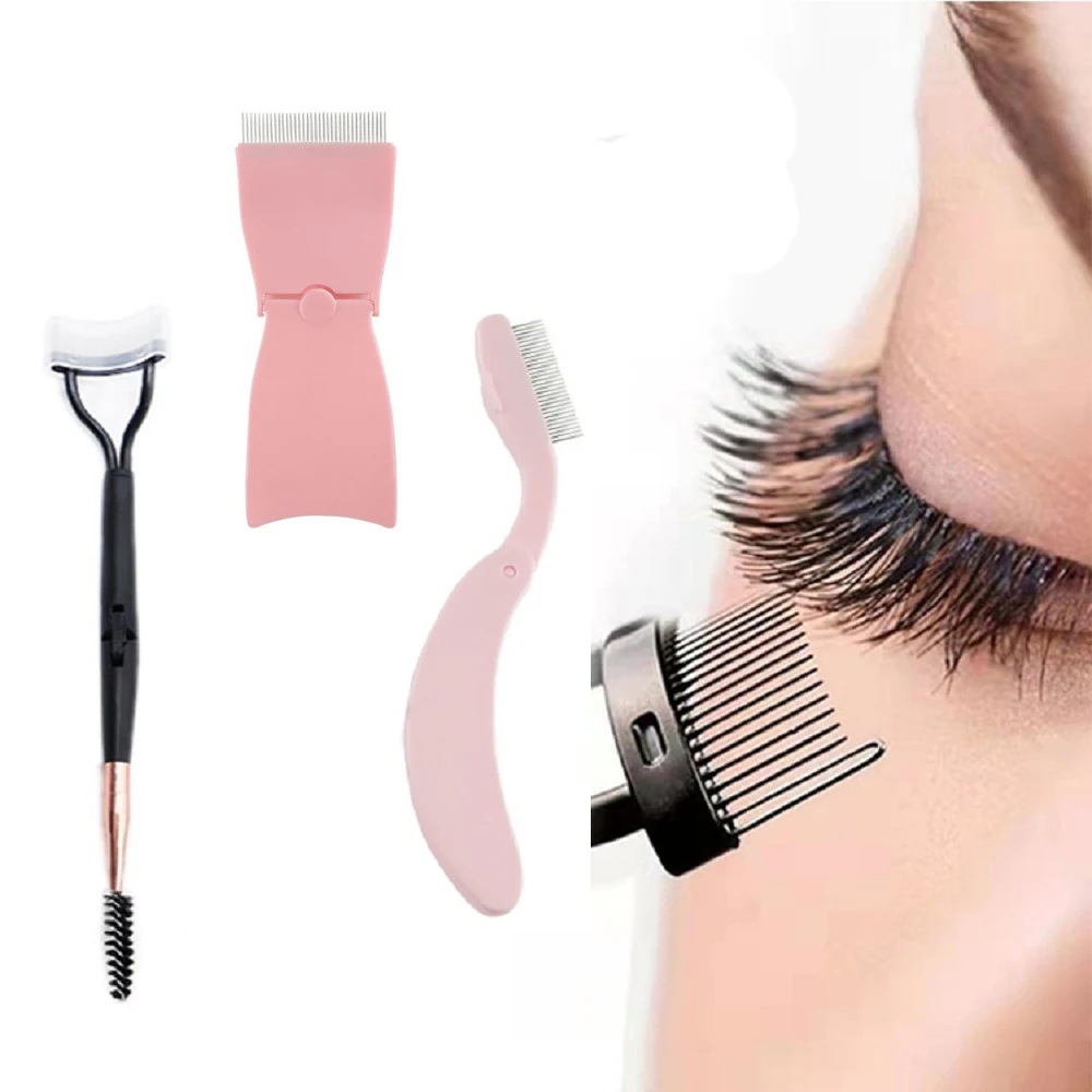 

NEW Eyelash Beauty Collapsible Separator Portable Eyelash Brush Comb Mascara Curl Eye Lash Stainless Steel Eyelash Combing Tools