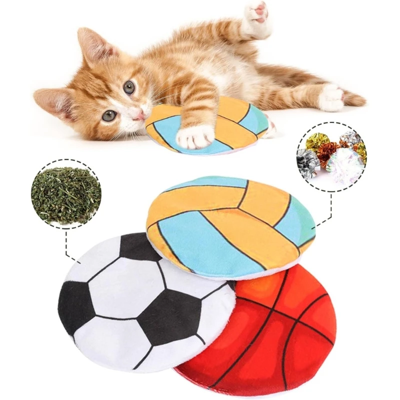 

3PCS/Set Cat Crinkle Toy Filled Catmint Round Toy for Cat Kitten Puppy Pet Playing Training Supplies 6XDE