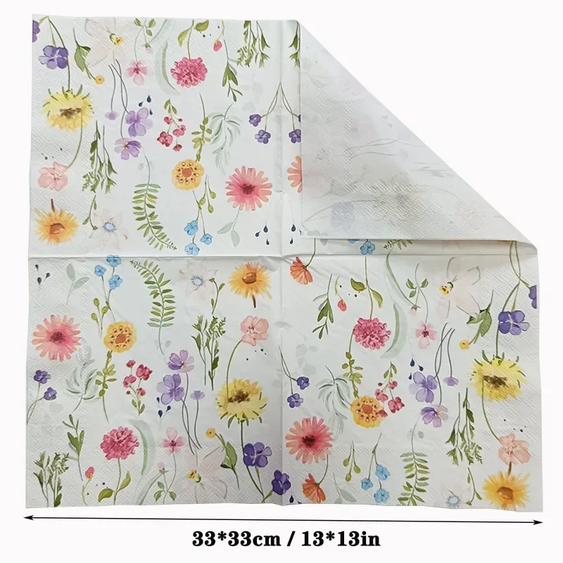 10/20pcs 33*33cm 2-Ply Colourful Wood Pulp Napkins Floral Style Party Decoration Paper Placemats Butterfly Bone Bart Paper paper napkins disposable paper placemats