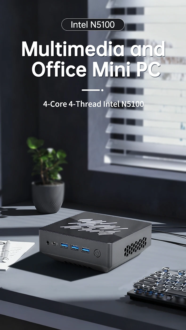 SZBOX N5100 MINI PC Intel Celeron N5100 Windows 11 PRO DDR4 M.2 NVME SSD WIFI 6 BT5.2 RJ45 Desktop Office Mini Pc Computer