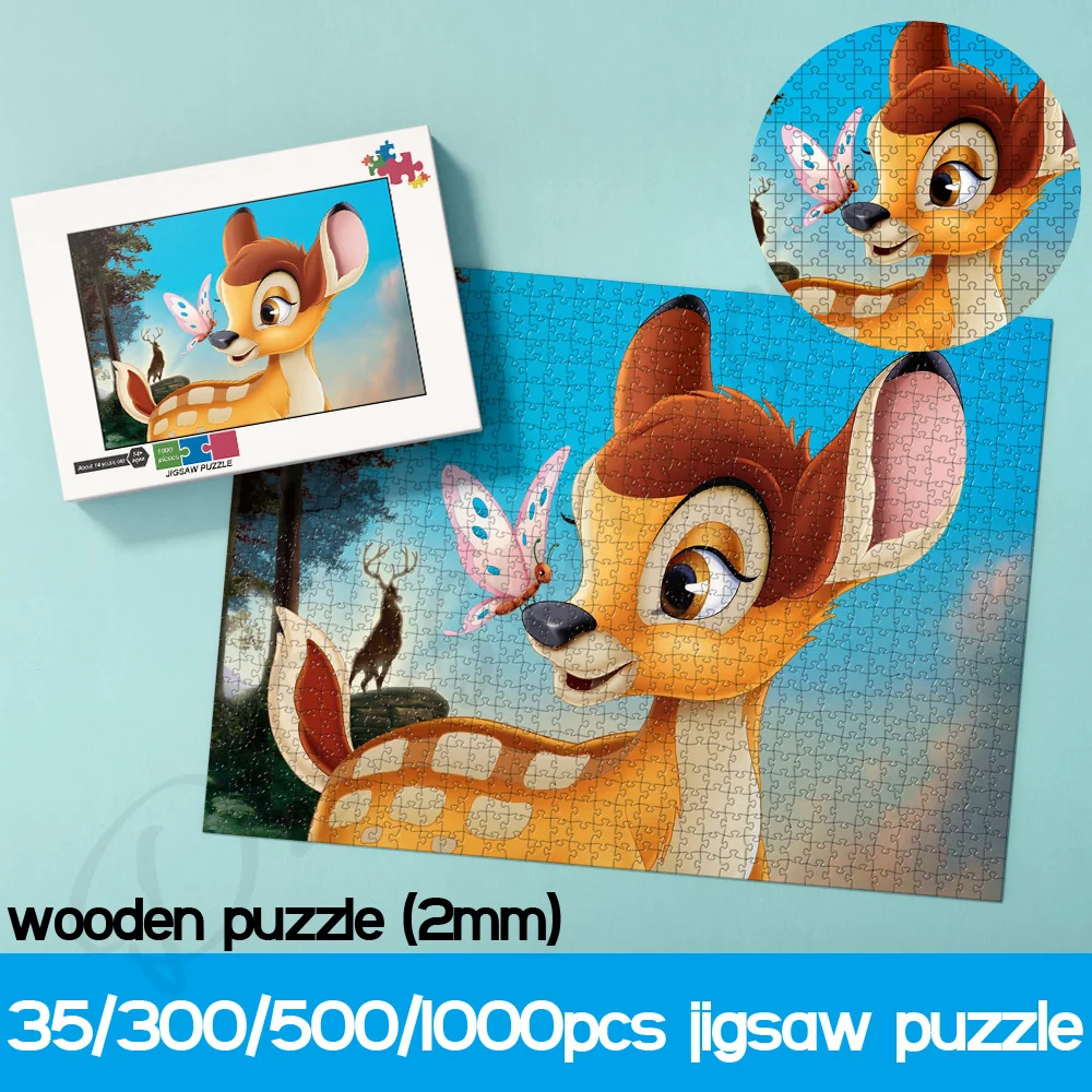 

Disney Puzzles for Kids Long Animation Bambi 35 300 500 1000 Pieces Cartoon Wooden Jigsaw Puzzles Entertainment Toys and Hobbies