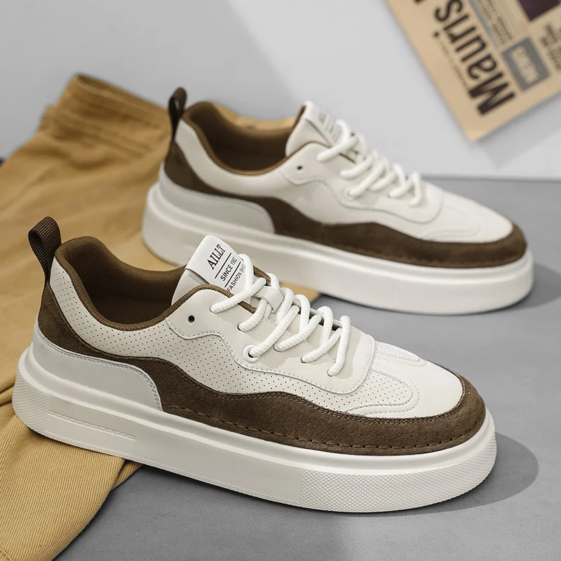 2025 Korean Edition Fashion Men's Casual Shoes Urban Design Slim Fit Low Top Sneakers Breathable Mesh for Streetwear 39-44 1