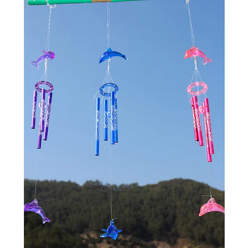 Dolphin Creative Crystal 4 Metal Tubes Windchime Wind Chime Home Decor