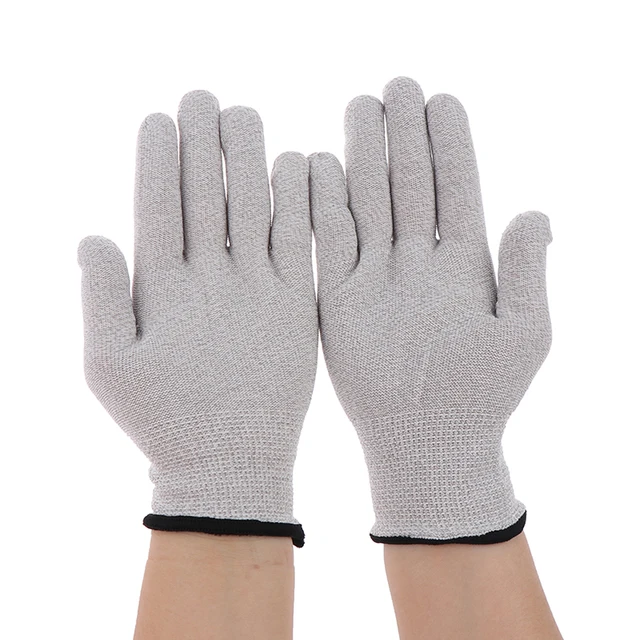 1Pair Massage Gloves Conductive Silver Fiber Electrode Gloves Pads Electrotherapy Massage 2
