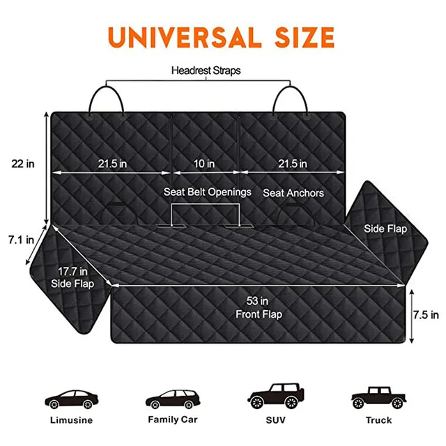 Dog car seat pad for cars trucks SUVs and other vehicles - universal pet rear seat pad for pets 3