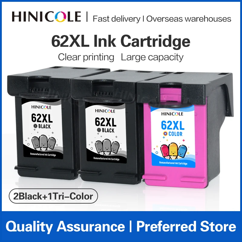 Cartuccia D'Inchiostro Hinicole 3X Compatibile Per Stampante Hp 62Xl 62 Per Stampante Hp Officejet 5740 5741 5742 5743 5745 200 250 5744 5746