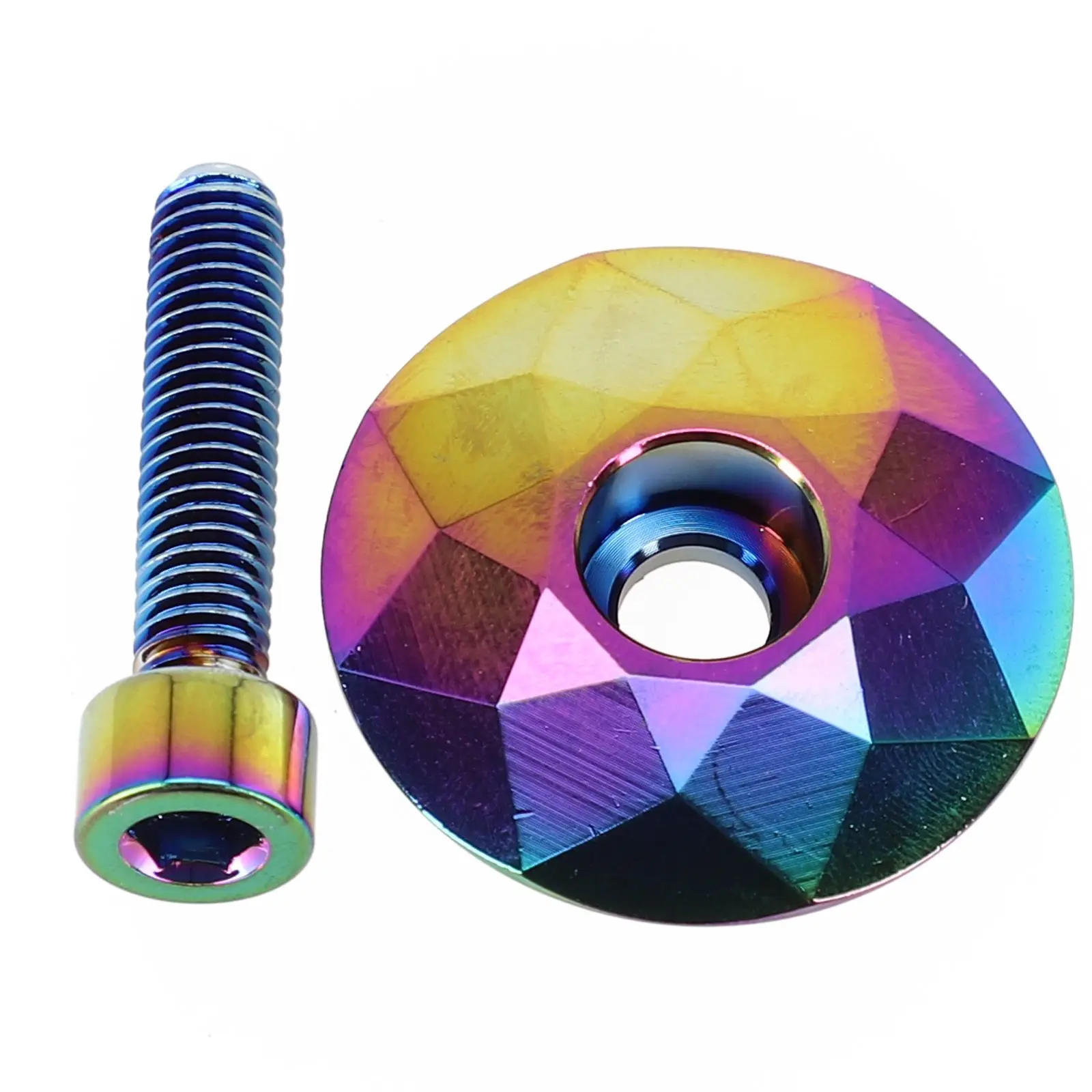 

Diamond Facets Bike Top cap + bolt Bicycle Headset Top Cap Cover with Screw, PVD Coating, Fade Resistant, 28 6mm