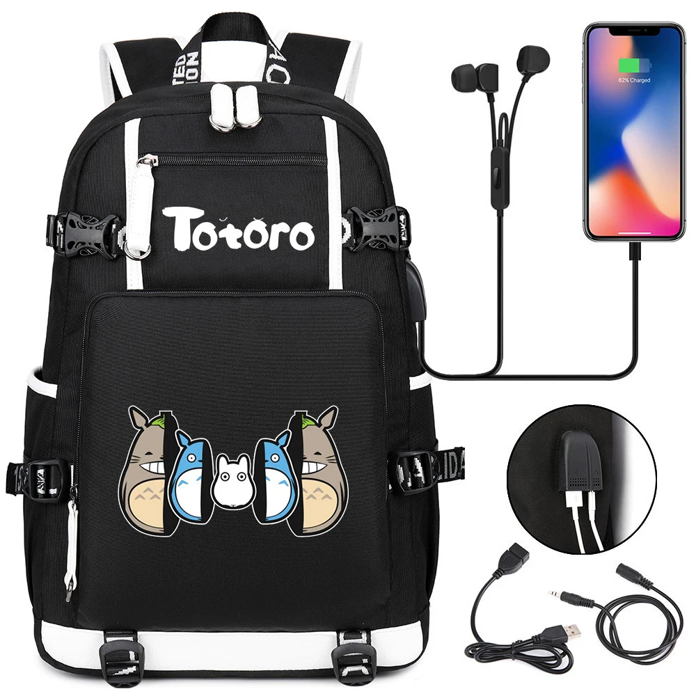 

Anime USB Charging Casual Backpack High Capacity Printing Packsack Student Cartoon Schoolbag Teenager Travel Laptop Bag