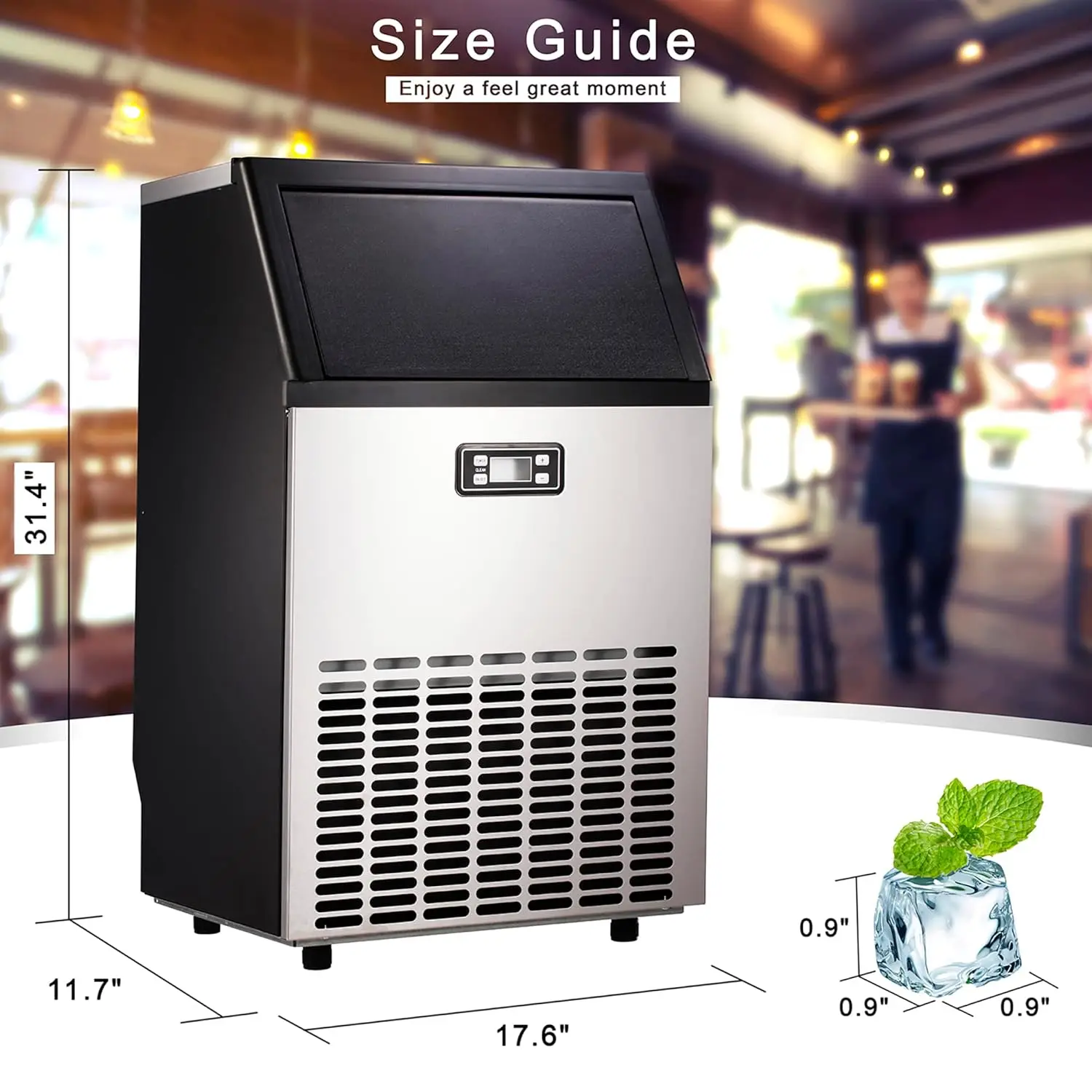 Ice Maker, 100Lbs/Day, Stainless Steel Ice Machine with 48 Lbs Capacity, Ideal for Restaurant, Bars, Home 3