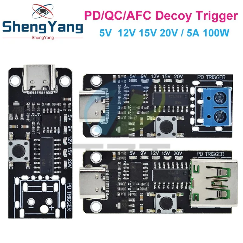 100W 5A USB-C Schnelllade-Triggerplatinenmodul PD/QC Decoy Board Schnellladung USB Typ-C PD 2.0 3.0 Stromversorgungs-Boost-Modul