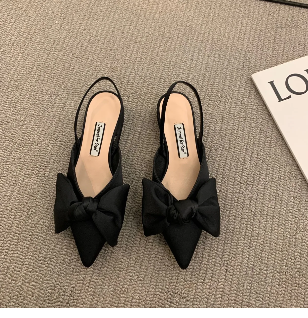 Aiertu Bow Sandals Women Summer Pointed Low Heel Sandals Women Fashion