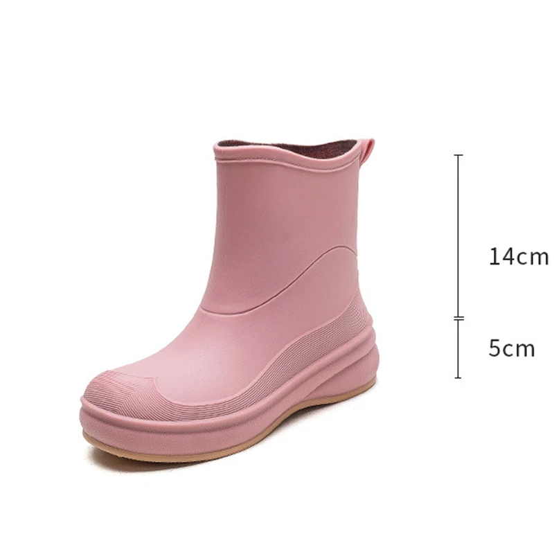 Fashionable Short-tube Rain Boots Waterproof Non-slip Wear-resistant Rain Boots Women's Work Garden Shoes Outdoor Wading Shoes