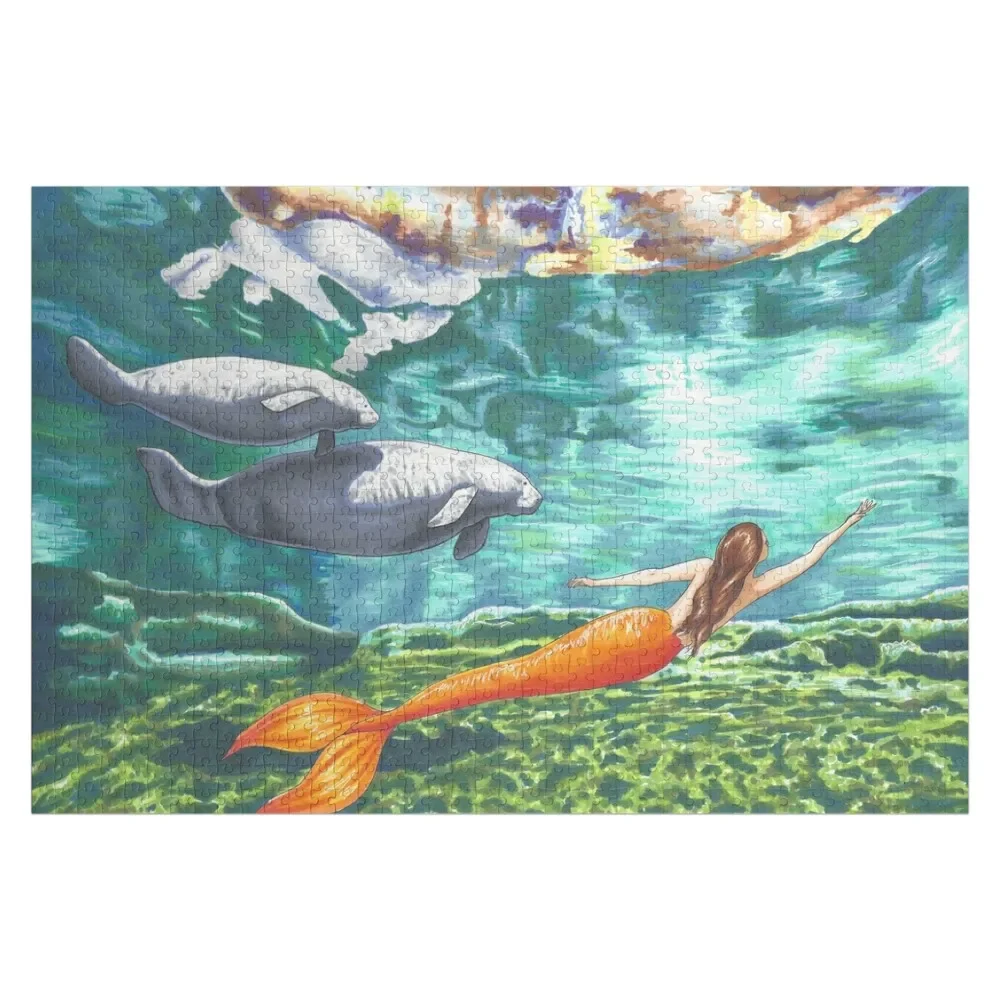 

Swimming with Manatees Jigsaw Puzzle Personalised Personalized Baby Object Children Puzzle