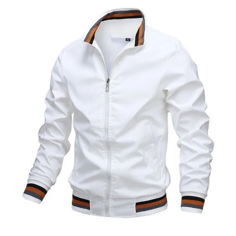 

Spring Autumn New Contrast Color Fashion Long Sleeve Jackets Man High Street Casual Zipper Pockets Cardigan Striped Y2K Outwear
