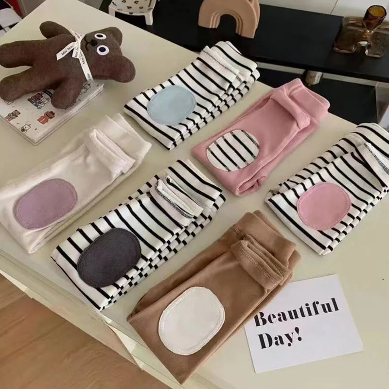 

2023 Fashion Striped Kids Leggings Children's Underpants Autumn Winter Baby Pants Cotton Boys Girls Outwear Autumn Pants