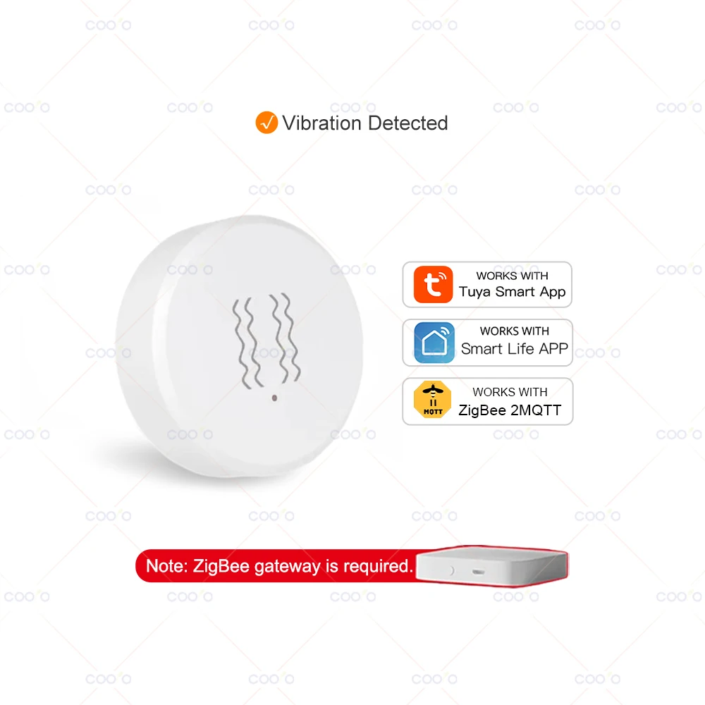 Inteligentny czujnik wibracji Tuya Zigbee z wbudowanymi osiami XYZ do wykrywania pochylenia, powiadomienia w aplikacji, alarm ruchu i wstrząsów w czasie rzeczywistym, rejestracja.