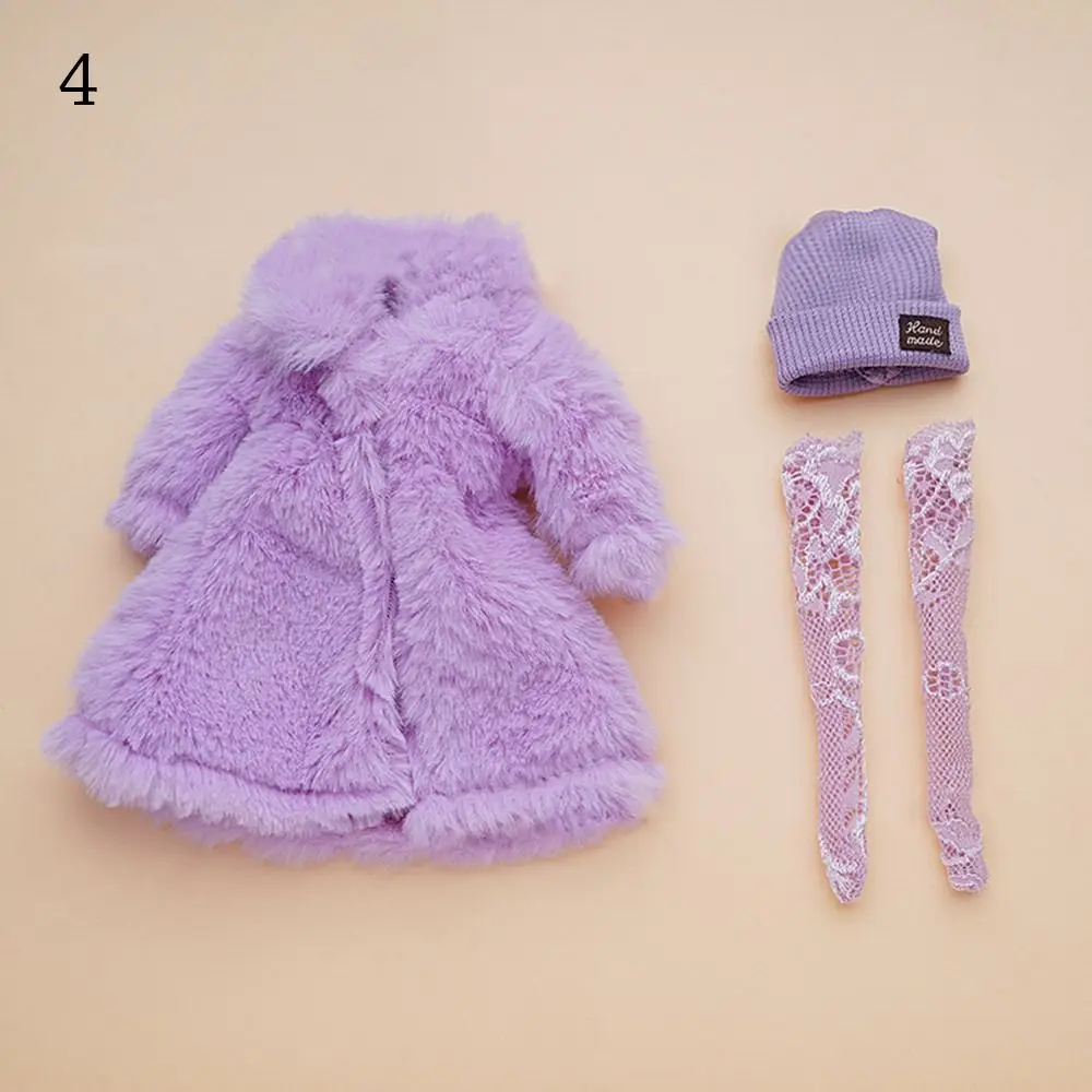 30CM Doll Clothes Suit Fashion Tops Fur Overcoat Knitted Miniature Hat Colorful Lace Stocking For for 1/6 BJD Dolls Accessories 3