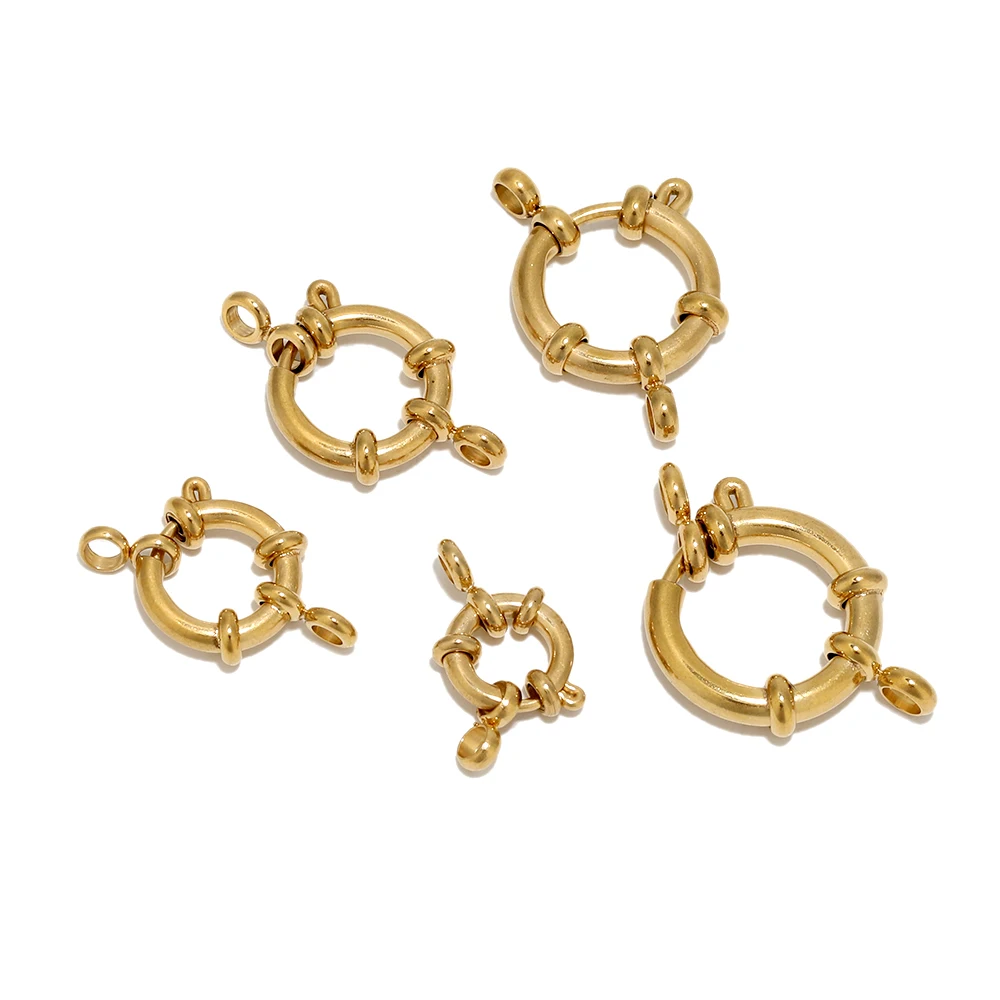 Stainless Steel Round Spring Ring Clasps DIY Clavicle Necklace Hooks Jewelry Making Connectors Findings Bracelet Supplies 4pcs