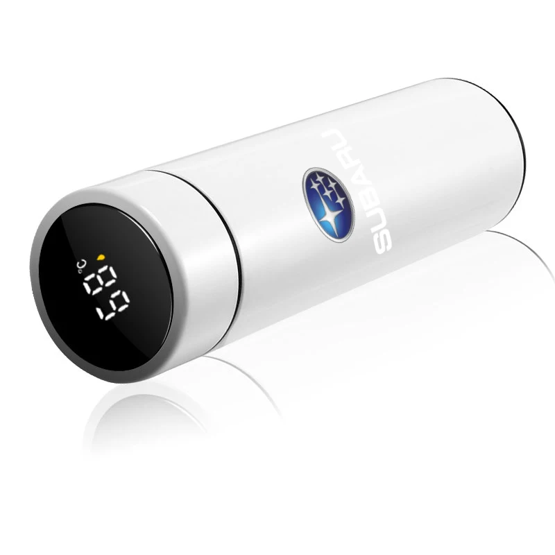 1Pcs Car Smart Thermos Bottle With Temperature Display Coffee Cup For Subaru WRX STI Forester Tribeca Levorg Impreza XV Outback