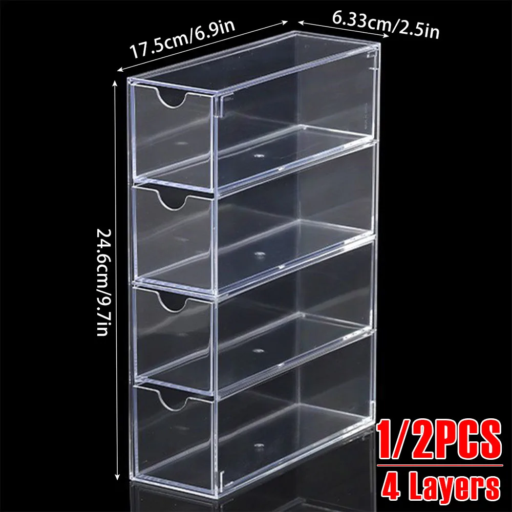 1/2Pcs Acrylic 4 Layers Stackable Desktop Storage Box Glasses Organizer Cosmetics Stationery
