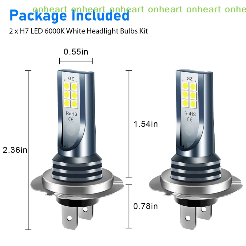 [C]2Pcs H7 LED 헤드라이트 전구 키트 자동차 안개등 110W SuperBright 로우 빔 6000K 방수 슈퍼 브라이트 차량 액세서리용