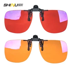Enhanced Sleep Aid Polarized Clip - On Sunglasses with Square Black Frames and Orange - Tinted Lenses (C5C6)