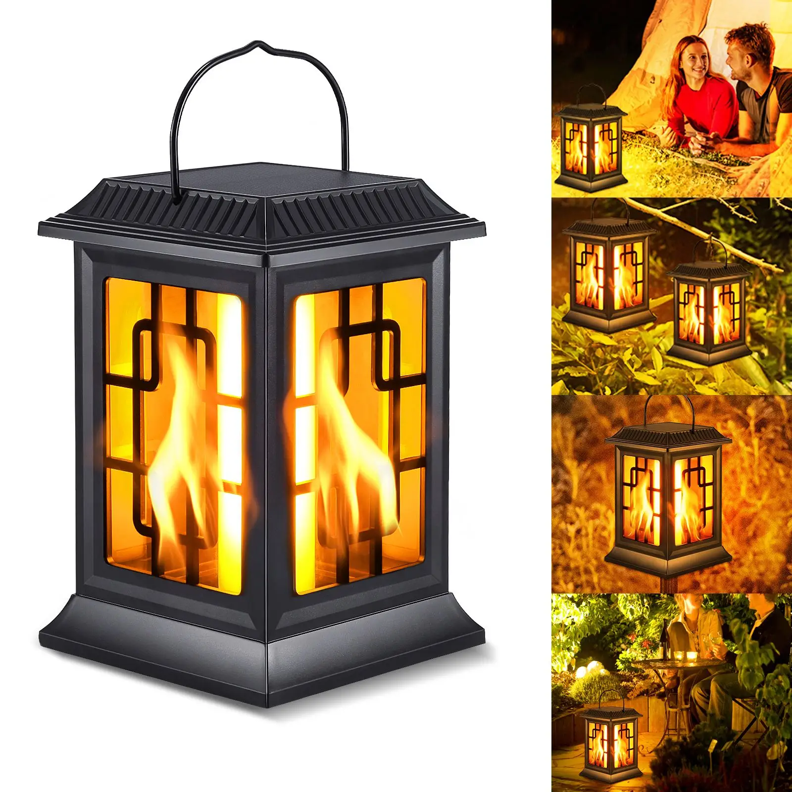 Halloween Simulation Flame Light Waterproof LED Solar Lantern Simulation Flame Lights For Holiday Outdoor Bar Garden Decoration