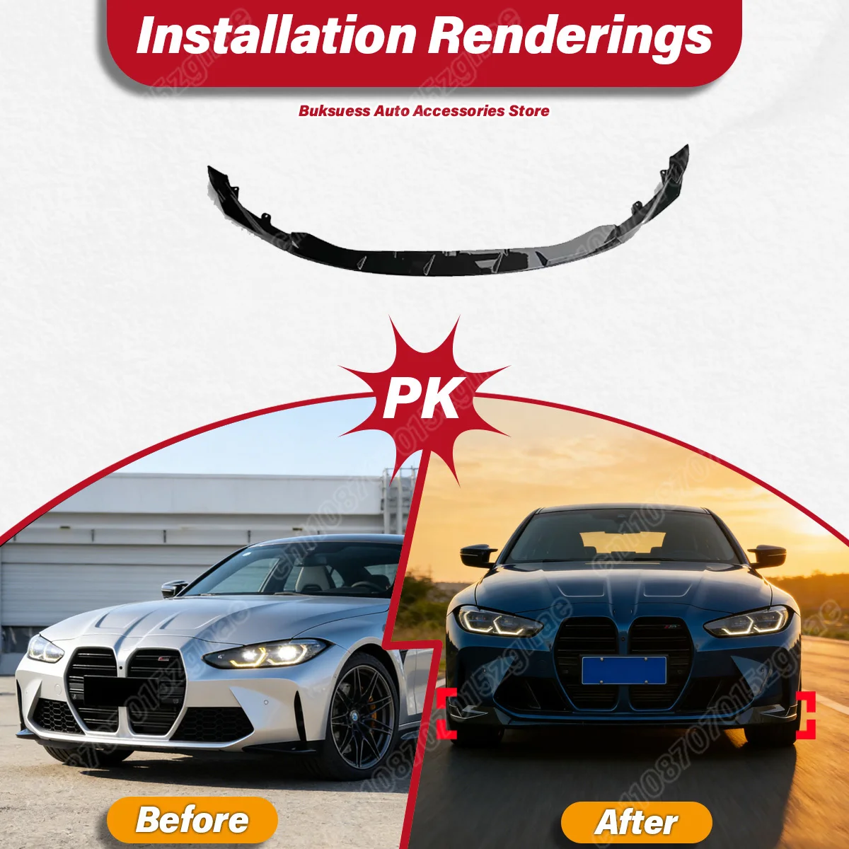 BMW G80 M3 G82 G83 M4 2021 2022 2023 차량용 MP 스타일 프론트 범퍼 립 스포일러 ABS 스플리터 디퓨저 바디 개조 키트