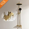 VGX Gold Shower System Bathroom Shower Faucet Set 3-way  Rainfall Shower Mixer Crane with Hand Shower Set Black Grey Chrome 1