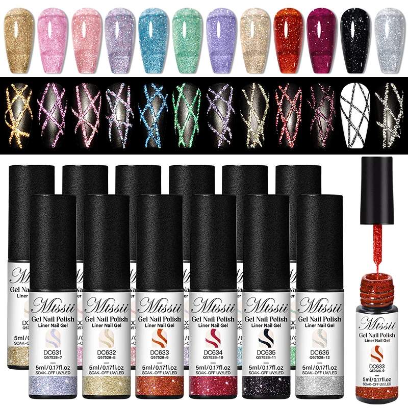MTSSII 5 ml reflektierendes Glitzer-Futtergel, französischer Glitzer, Laser-Glitzer, semi-permanentes UV-Gel, Nagelkunst, Lack, Dekoration, Lack – Detail 6