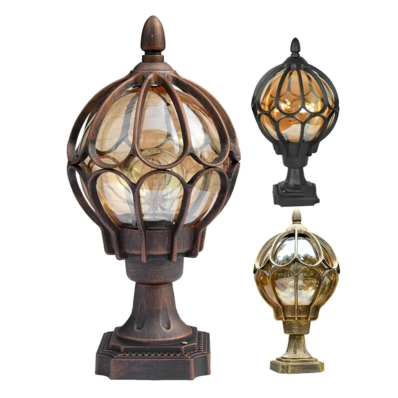 

1Pcs Outdoor Pillar Lamp Globe Glass Shade Door Post Lamp Waterproof Antique Lighting Rainproof Pillar Light