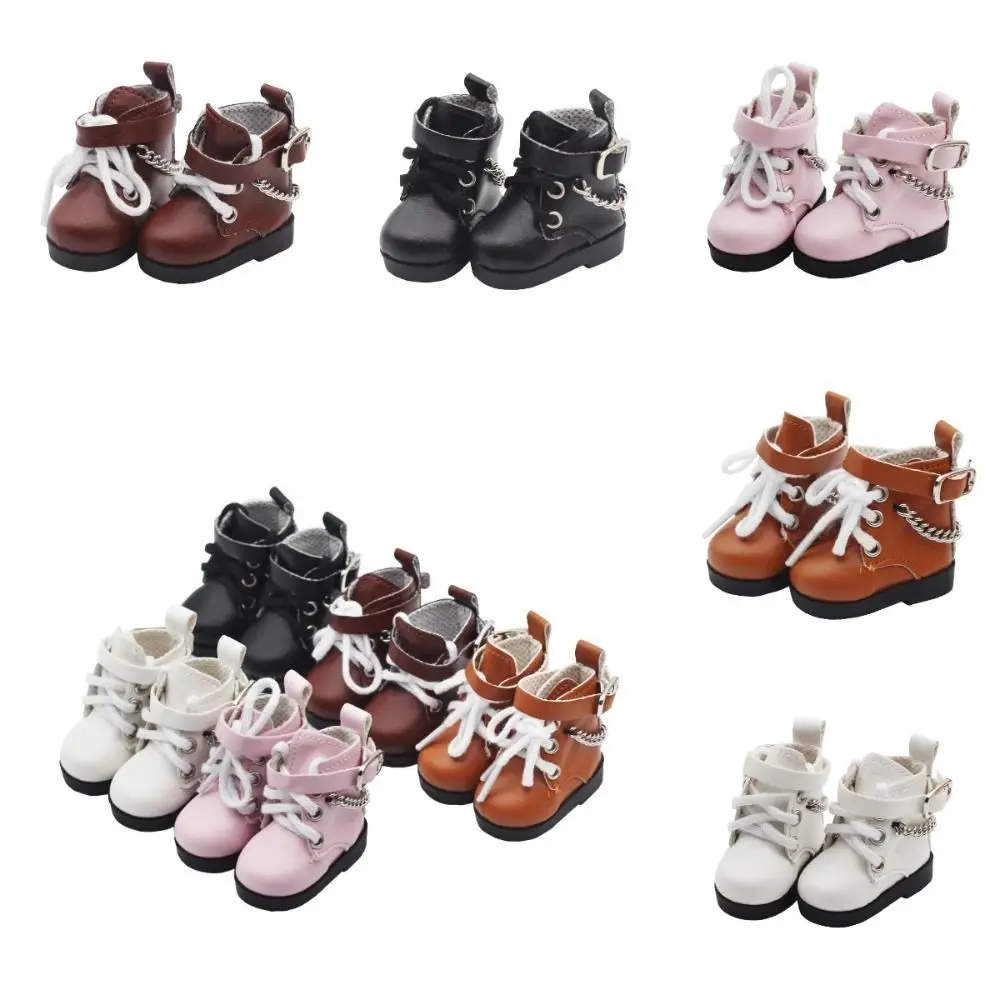 1Pair PU Leather Mini Doll Shoes Chain Shoes Mini 4.5*2cm BJD Doll PU Shoes Doll Shoes Cute EXO Doll Boots Children Toys