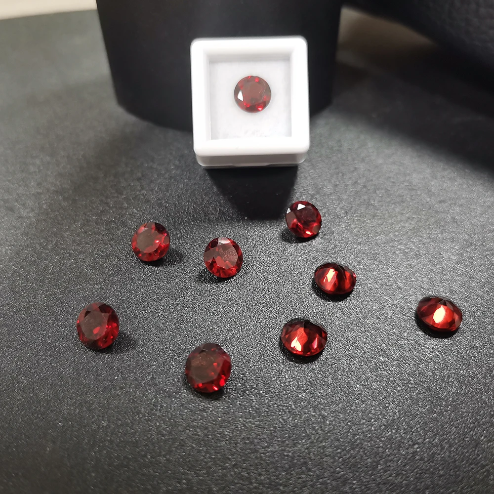 Loose gemstones HOYON Natural Stone Round Cut 6.5*6.5mm 1.2Ct Loose Gemstone Garnet For Ring Earring Jewelry Making Accessories