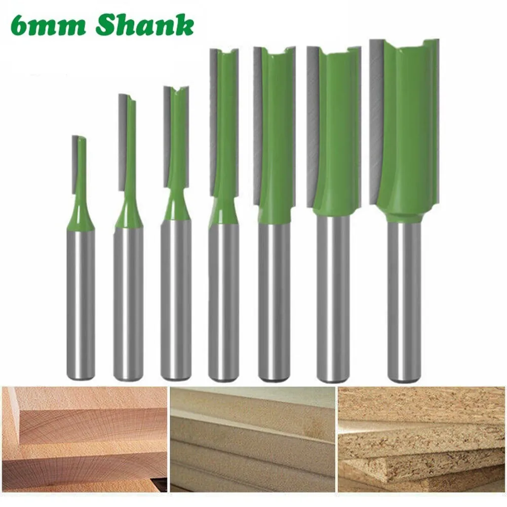

1/4′′ 6mm Shank Single Double Flute Straight Bit Milling Cutter For Wood 6MM Tungsten Carbide Router Bit Woodwork Tool Set Fresa