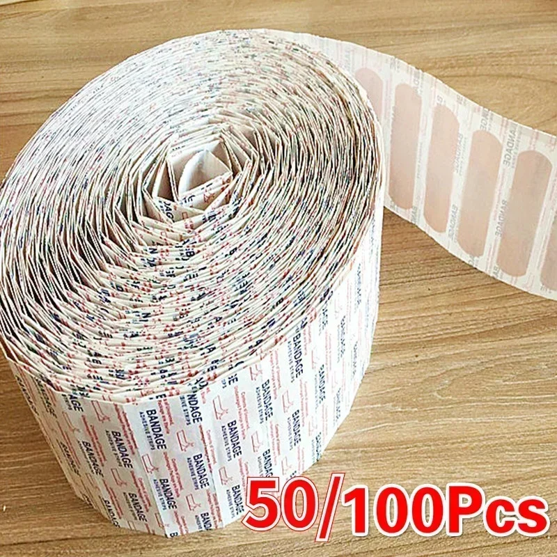 50/100pcs Band-Aids Waterproof Breathable Cushion Adhesive Plaster Wound Hemostasis Sticker Band First Aid Bandage Medical Gauze 2