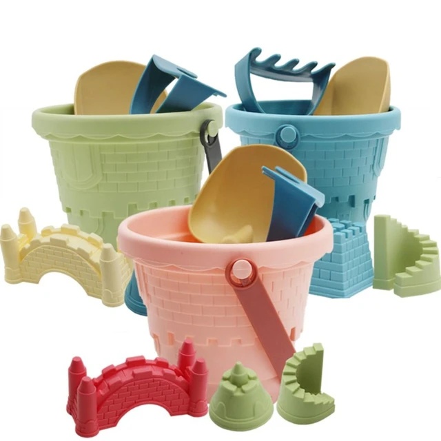 Foldable Beach Pail Collapsible Buckets Castle Mold Sandcastle Toy Set  Multi Purpose for Beach Camping Fishing and Sand Play 