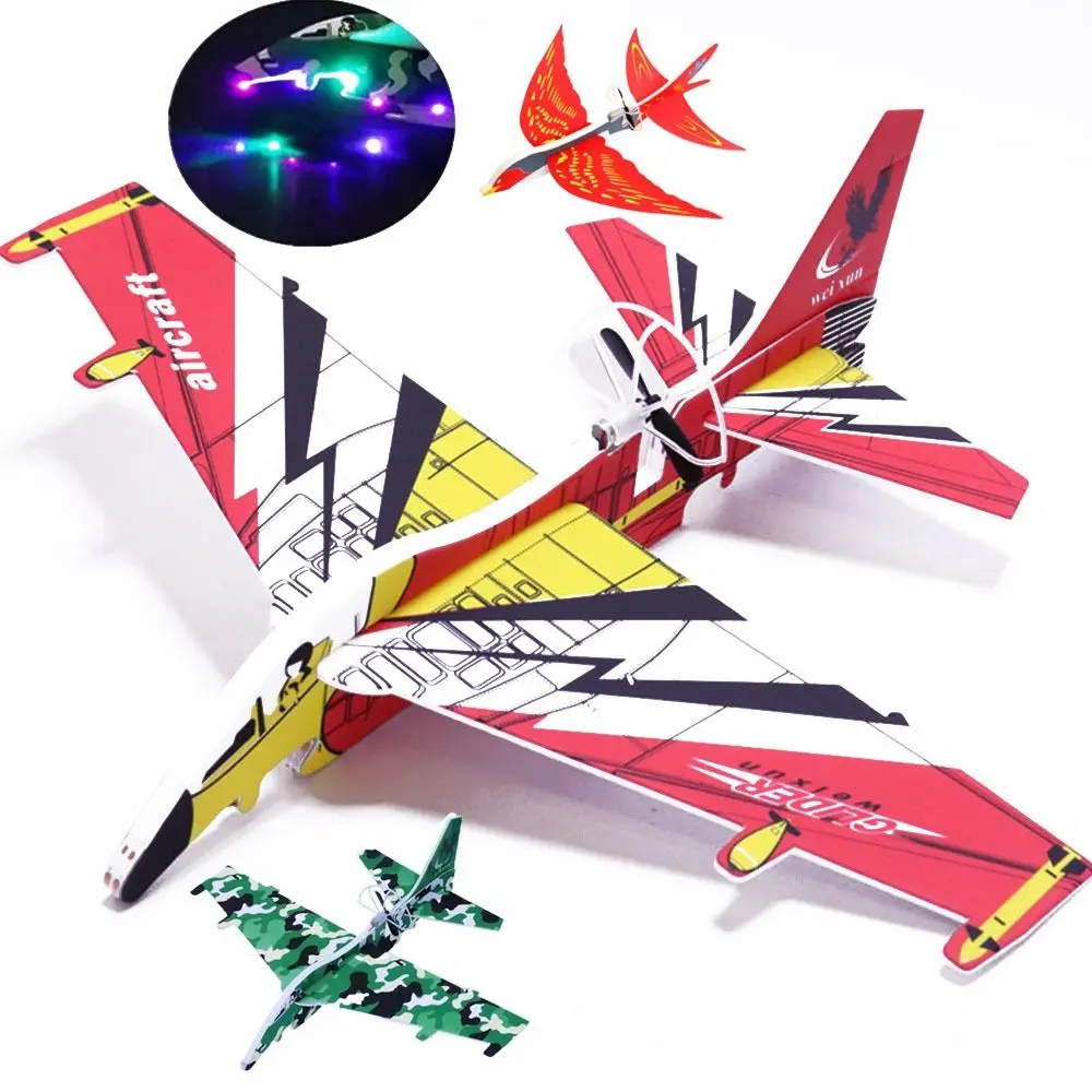 

Christmas best gift Educational Toy Elastic Rubber Airplane Powered Flying Glider DIY Foam Aircraft Assembly Plane Model