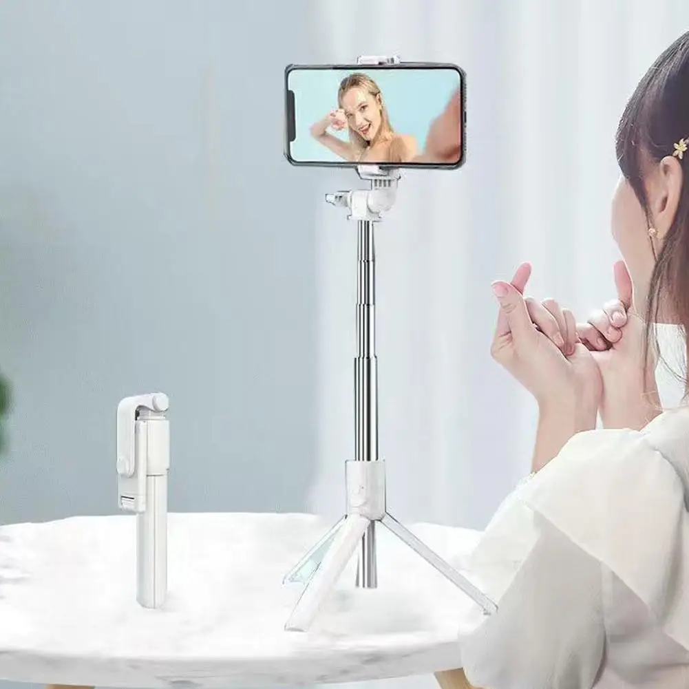 휴대용 블루투스 셀카봉 삼각대 홀더, 리모컨 셔터, 조명, 확장형 무선 리모컨, 접이식 휴대폰 거치대
