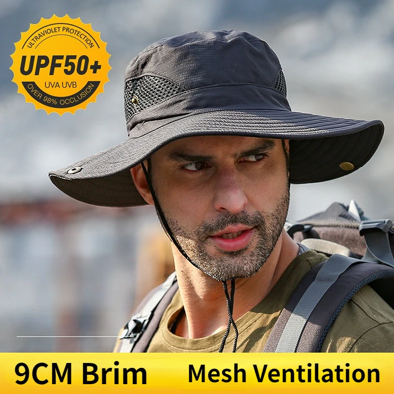 

Outdoor Sunscreen Fisherman Hat Men Summer Mountaineering Hat Fishing Quick Drying Breathable UV-proof Sunshade Big Eaves Hats