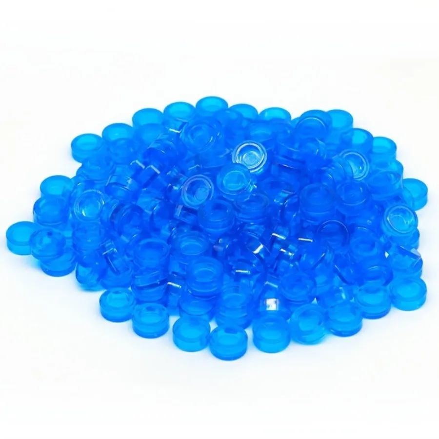 200PCS 투명 컬러 플랫 타일 1x1 도트 라운드 벽돌 35381 98138 MOC DIY 빌딩 블록 부품 어린이 장난감